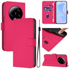 Per Xiaomi 13 Ultra Skin Feel Custodia in pelle tinta unita con cordino (rosso rosa)