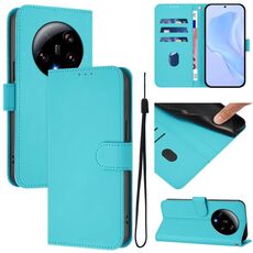 Per Xiaomi 13 Ultra Skin Feel Custodia in pelle tinta unita con cordino (Lake Blue)