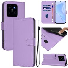 Per Xiaomi 14 Custodia in pelle tinta unita con cordino (viola lavanda)