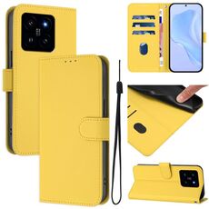 Per Xiaomi 14 Custodia in pelle tinta unita con cordino (giallo limone)