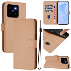 Per Xiaomi 14 Pro 5G Custodia per telefono in pelle tinta unita con cordino (nudo)
