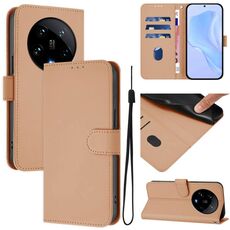 Per Xiaomi 14 Ultra 5G Custodia per telefono in pelle tinta unita con cordino (nudo)