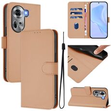 Per OPPO Reno11 5G Custodia per telefono in pelle tinta unita con cordino (nudo)