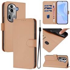 Per OPPO Reno11 Pro 5G Custodia per telefono in pelle tinta unita con cordino (nudo)