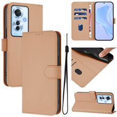 Per OPPO Reno11 F 5G Custodia per telefono in pelle tinta unita con cordino (nudo)
