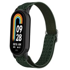 Per Xiaomi Smart Band 9/8 Cinturino in nylon elastico con spina in plastica (verde scuro)