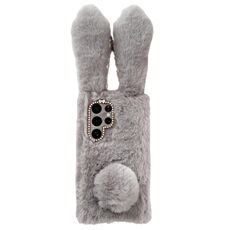 Per Samsung Galaxy S22 Ultra 5G Custodia per telefono in TPU con simpatico coniglietto di peluche (grigio chiaro)