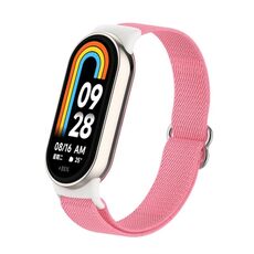 Per Xiaomi Smart Band 9/8 Cinturino in nylon elastico semplice con spina in plastica (rosa fresco)