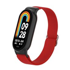 Per Xiaomi Smart Band 9/8 Cinturino per orologio in nylon elastico semplice con spina in plastica (rosso)