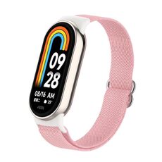 Per Xiaomi Smart Band 9/8 Cinturino per orologio in nylon elastico semplice con spina in plastica (polvere di perla)