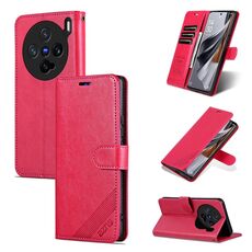 Per vivo X200 Pro mini AZNS Custodia in pelle con texture in pelle di pecora Flip Phone Case (rosso)