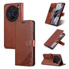 Per vivo X200 Pro mini AZNS Custodia in pelle con texture in pelle di pecora Flip Phone Case (marrone)