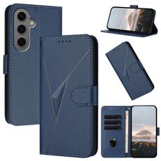 Per Samsung Galaxy S24+ 5G Custodia in pelle con fibbia a motivo triangolare (blu reale)
