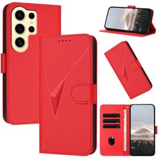Per Samsung Galaxy S24 Ultra 5G Custodia in pelle con fibbia a motivo triangolare (rosso)