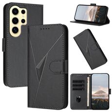 Per Samsung Galaxy S24 Ultra 5G Custodia in pelle con fibbia a motivo triangolare (nero)