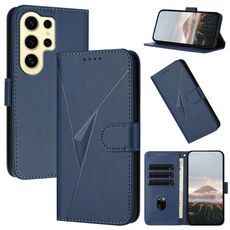 Per Samsung Galaxy S24 Ultra 5G Custodia in pelle con fibbia a motivo triangolare (blu reale)