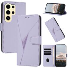 Per Samsung Galaxy S24 Ultra 5G Custodia in pelle con fibbia a motivo triangolare (viola chiaro)