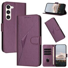 Per Samsung Galaxy S23 5G Custodia in pelle con fibbia a motivo triangolare (viola scuro)