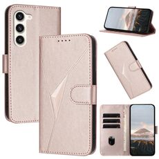 Per Samsung Galaxy S23 5G Custodia in pelle con fibbia a motivo triangolare (oro rosa)