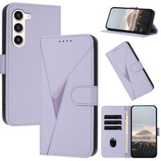 Per Samsung Galaxy S23 5G Custodia in pelle con fibbia a motivo triangolare (viola chiaro)