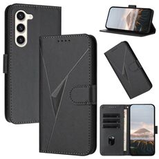 Per Samsung Galaxy S23+ 5G Custodia in pelle con fibbia a motivo triangolare (nero)