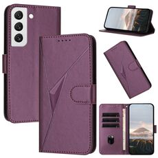 Per Samsung Galaxy S22 5G Custodia in pelle con fibbia a motivo triangolare (viola scuro)