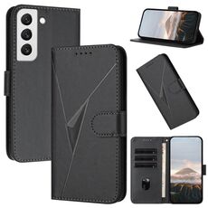 Per Samsung Galaxy S22 5G Custodia in pelle con fibbia a motivo triangolare (nero)