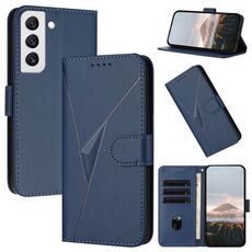 Per Samsung Galaxy S22 5G Custodia in pelle con fibbia a motivo triangolare (blu reale)