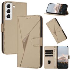 Per Samsung Galaxy S22 5G Custodia in pelle con fibbia a motivo triangolare (oro)