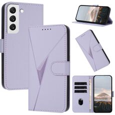 Per Samsung Galaxy S22 5G Custodia in pelle con fibbia a motivo triangolare (viola chiaro)