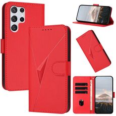 Per Samsung Galaxy S22 Ultra 5G Custodia in pelle con fibbia a motivo triangolare (rosso)