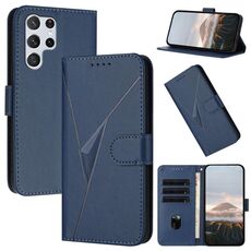Per Samsung Galaxy S22 Ultra 5G Custodia in pelle con fibbia a motivo triangolare (blu reale)