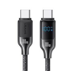 Cavo dati veloce con display digitale in lega di zinco USAMS SJ742 da 100 W USB-C / Tipo-C a USB-C / Tipo-C, lunghezza: 1,2 m (colore pistola)