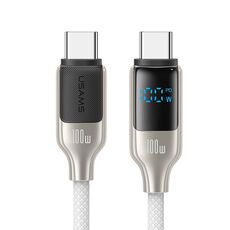 Cavo dati veloce con display digitale in lega di zinco USAMS SJ742 da 100 W USB-C / Tipo-C a USB-C / Tipo-C, lunghezza: 1,2 m (titanio)