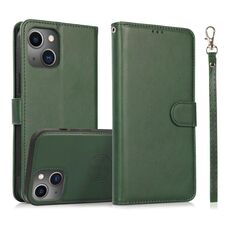 Per iPhone 14 Plus Custodia in pelle con retro magnetico staccabile 2 in 1 in pelle di vitello (verde)