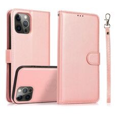 Per iPhone 14 Pro Calf Texture 2 in 1 Custodia in pelle con retro magnetico staccabile (oro rosa)