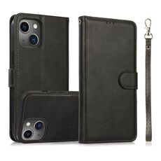 Per iPhone 15 Custodia in pelle con cover posteriore magnetica staccabile 2 in 1 in vitello (nero)