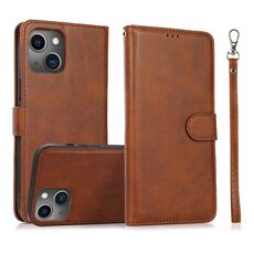 Per iPhone 15 Plus Calf Texture 2 in 1 Custodia in pelle con retro magnetico staccabile (marrone)