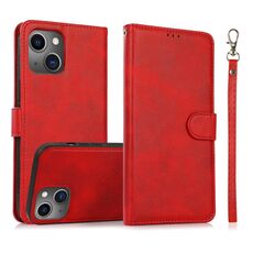 Per iPhone 15 Plus Custodia in pelle con retro magnetico staccabile 2 in 1 in pelle di vitello (rosso)
