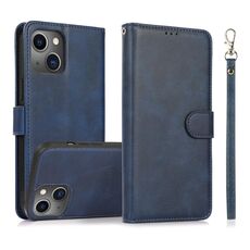 Per iPhone 15 Plus Custodia in pelle con retro magnetico staccabile 2 in 1 in pelle di vitello (blu)