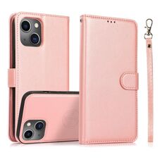 Per iPhone 15 Plus Calf Texture 2 in 1 Custodia in pelle con retro magnetico staccabile (oro rosa)