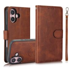 Per iPhone 16 Plus Calf Texture 2 in 1 Custodia in pelle con retro magnetico staccabile (marrone)