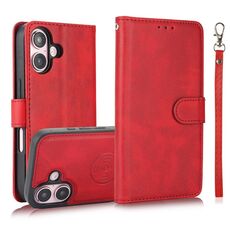 Per iPhone 16 Plus Calf Texture 2 in 1 Custodia in pelle con retro magnetico staccabile (rosso)