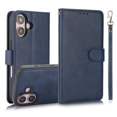 Per iPhone 16 Plus Calf Texture 2 in 1 Custodia in pelle con retro magnetico staccabile (blu)