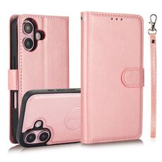 Per iPhone 16 Plus Calf Texture 2 in 1 Custodia in pelle con retro magnetico staccabile (oro rosa)