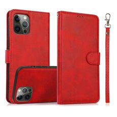 Per iPhone 16 Pro Max Custodia in pelle con retro magnetico staccabile 2 in 1 in pelle di vitello (rosso)