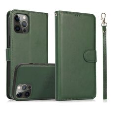 Per iPhone 16 Pro Max Custodia in pelle con retro magnetico staccabile 2 in 1 in pelle di vitello (verde)
