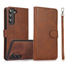 Per Samsung Galaxy S23 5G Custodia in pelle con retro magnetico staccabile 2 in 1 con texture di vitello (marrone)