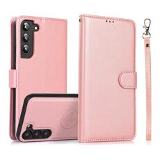 Per Samsung Galaxy S23 5G Custodia in pelle con retro magnetico staccabile 2 in 1 con texture in vitello (oro rosa)