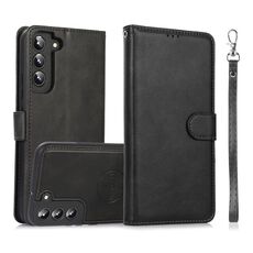 Per Samsung Galaxy S22+ 5G Custodia in pelle con retro magnetico staccabile 2 in 1 in pelle di vitello (nero)